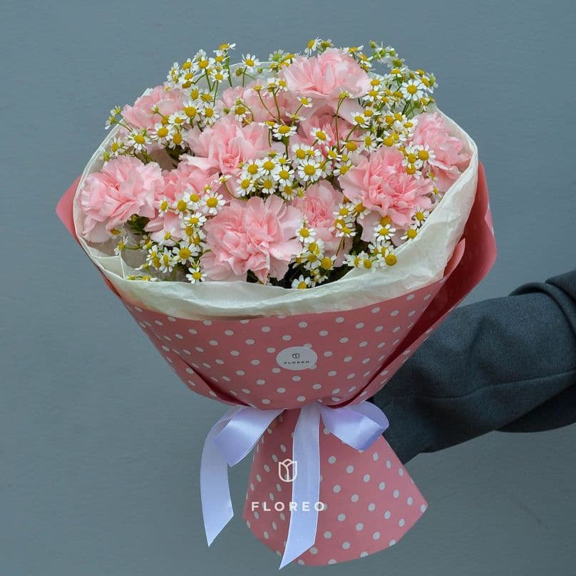 Гвоздики с ромашками