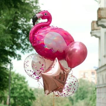 Набор гелиевых шаров с фламинго