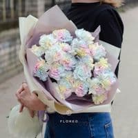 21 радужная гвоздика в упаковке