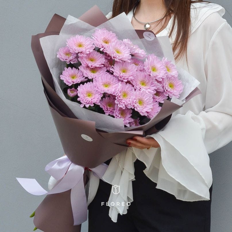 5 сиреневых кустовых хризантем #573