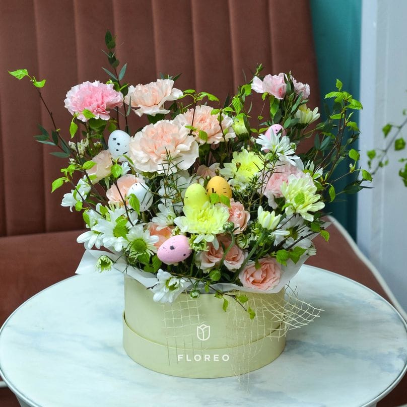 Пасхальная коробка с цветами #1097