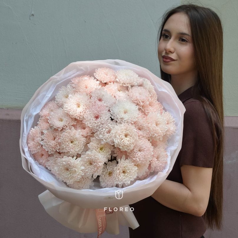 9 нежных кустовых хризантем #1131