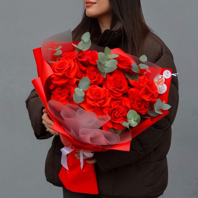 11 алых французских роз #808