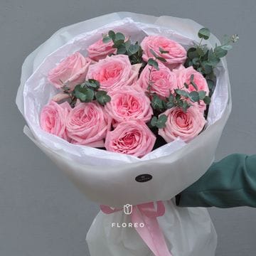 11 пионовидных роз Пинк Охара