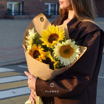 5 подсолнухов в крафте #761