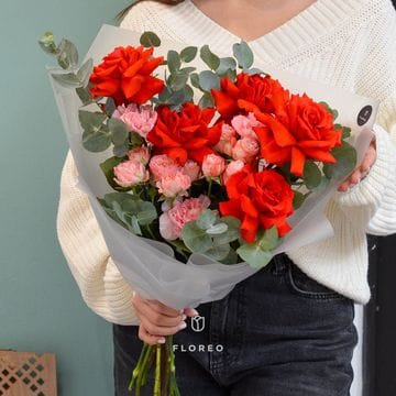 Сборный букет с французскими розами/812