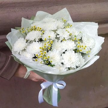 Букет с хризантемами и ромашками #1208