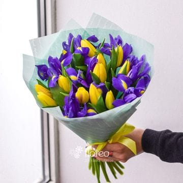 Желтые тюльпаны с ирисами #1046