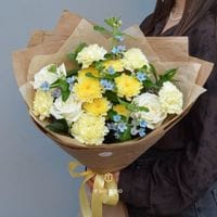 Букет с пионовидными розами и оксипеталумом #721