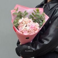 Розовая гортензия с эвкалиптом #1087