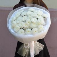 9 белых кустовых хризантем #1130