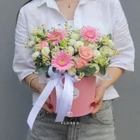 Коробка с герберами, хризантемами и ромашками #1183