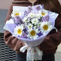 Букет c ромашками и маттиолой #1205