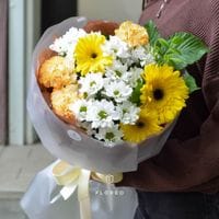 Букет с желтыми герберами и хризантемой #1204