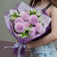 Букет с георгинами и альстромерией #1239