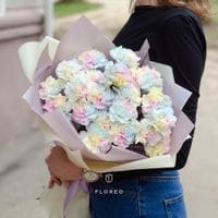 21 радужная гвоздика в упаковке