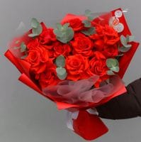 11 алых французских роз #808