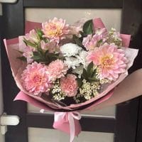Сборный букет с георгинами-лотосами #1245