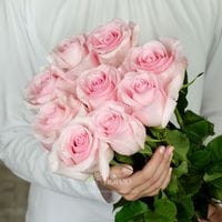 9 нежно-розовых роз