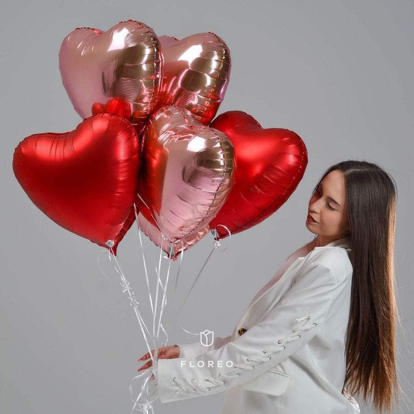 Набор гелиевых шаров «7 сердец»