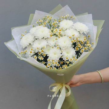 Букет с ромашками и кустовой хризантемой #1198